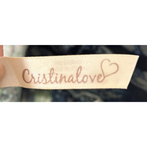 Cristinalove Abstract Blue Marble Print Halter Dress with Beaded Strap – Size L - Picture 6 of 8